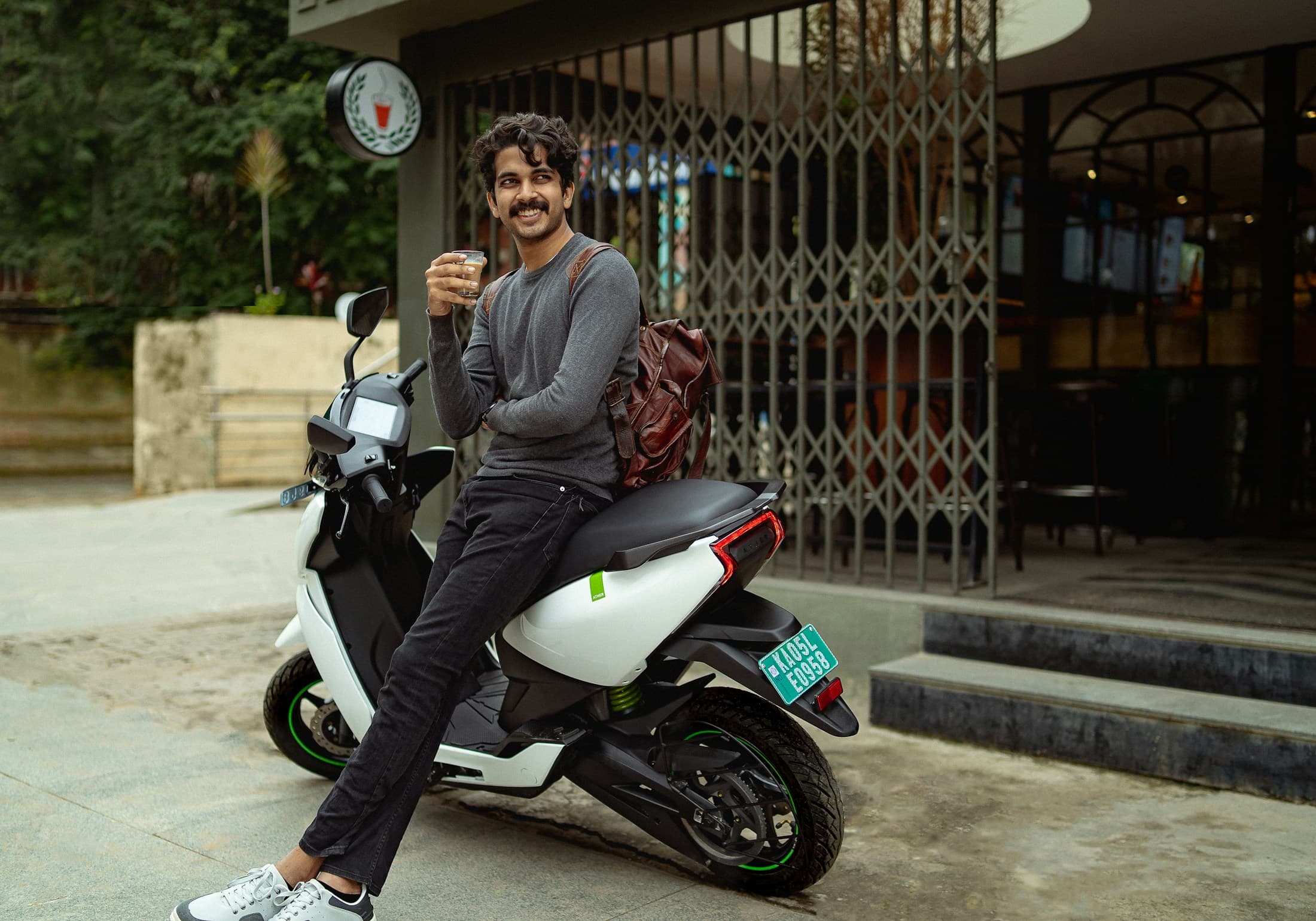 Rider sitting on a ZAP electric scooter